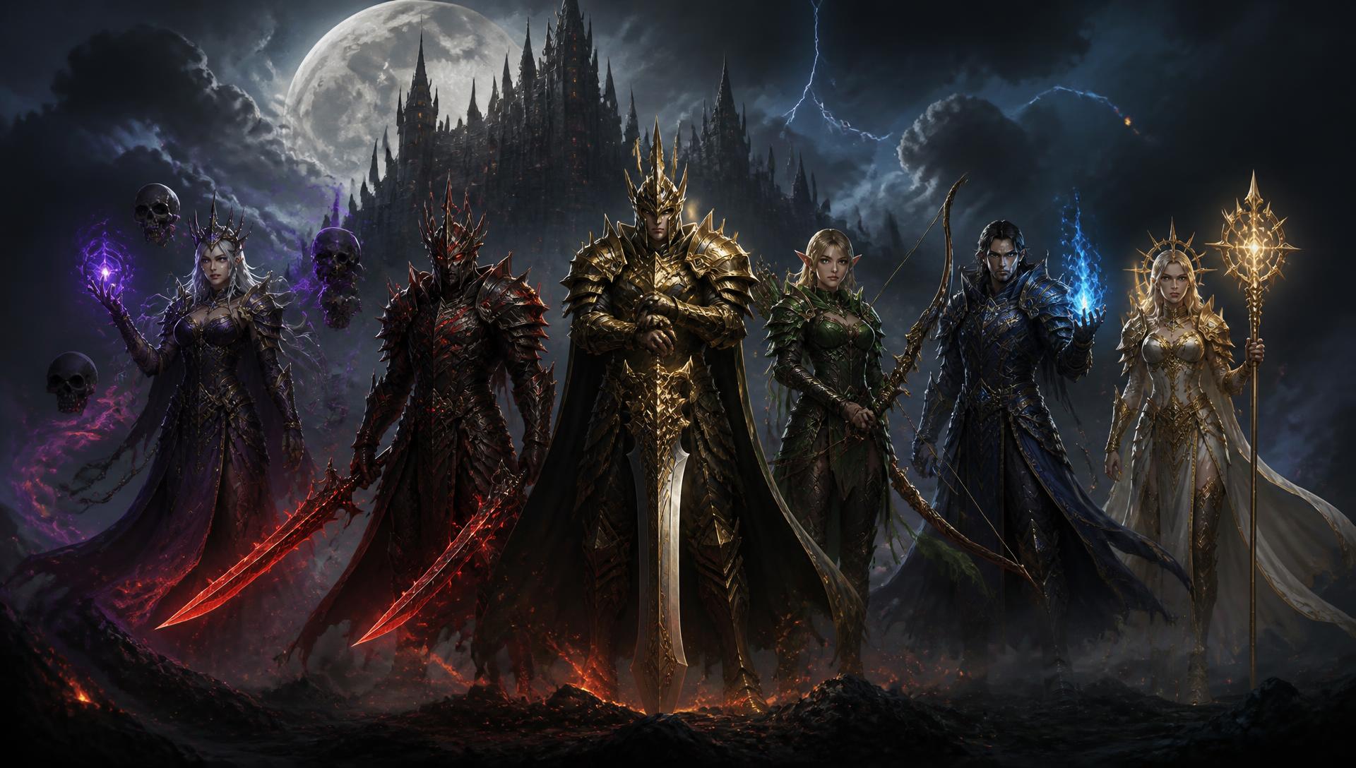 Heróis de Eclipse Legends diante do castelo sombrio